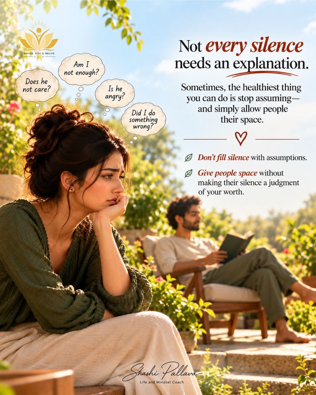 Not every silence needs an explanation - quote by Shashi Pallava, Life, Relationship & Mindset Coach